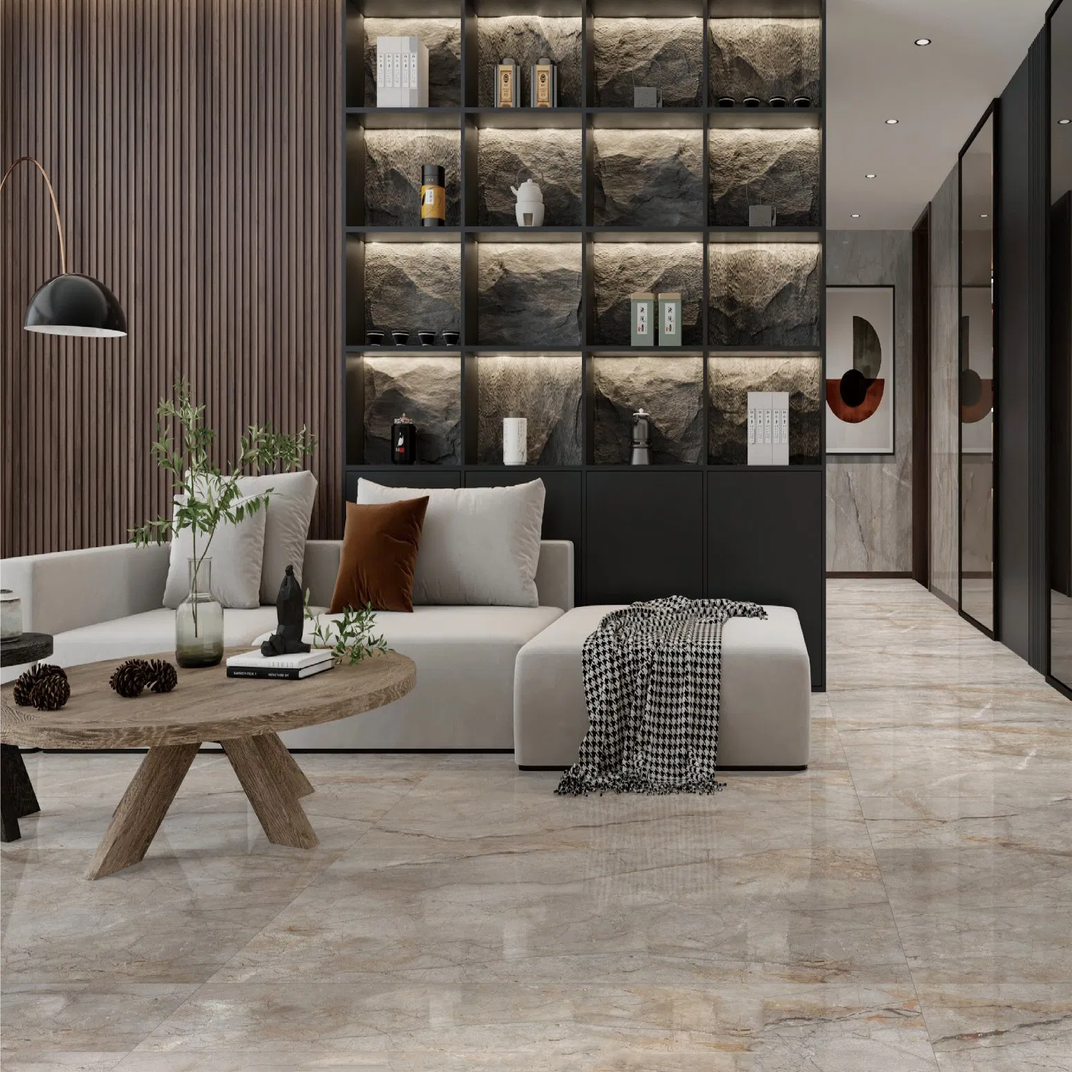 Modern Style 600X1200 Marble Ceramic Floor Porcelain Glazed Glossy Surface Interiors Tile for Living Room and Hotel