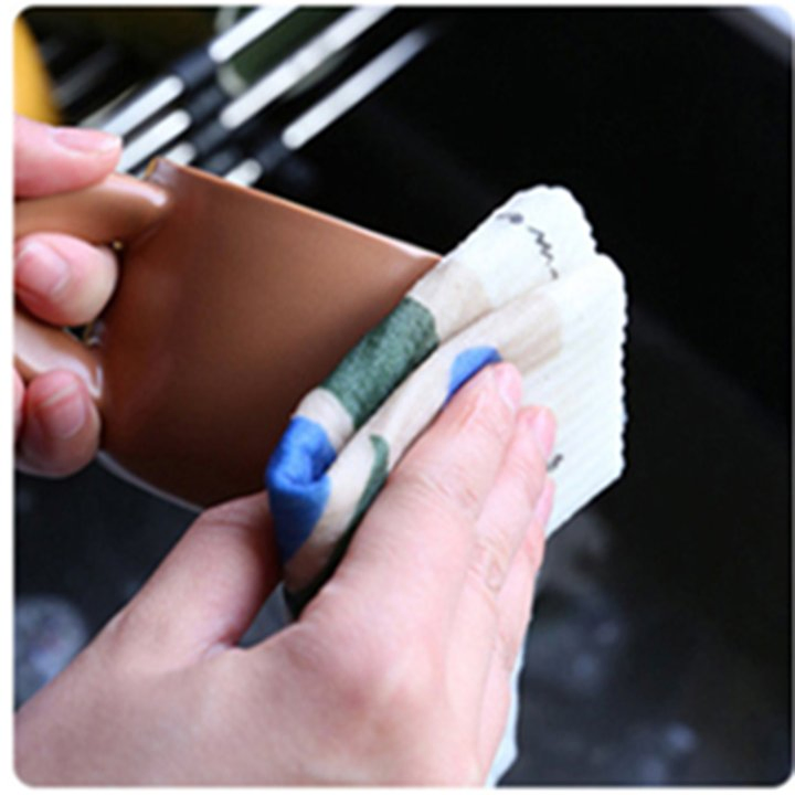 Kitchen Cleaning Cloths Bamboo Fiber Dishcloth Towels Washable Dish Rags Oil Strong Water Absorbent Kitchen Dish Cloths