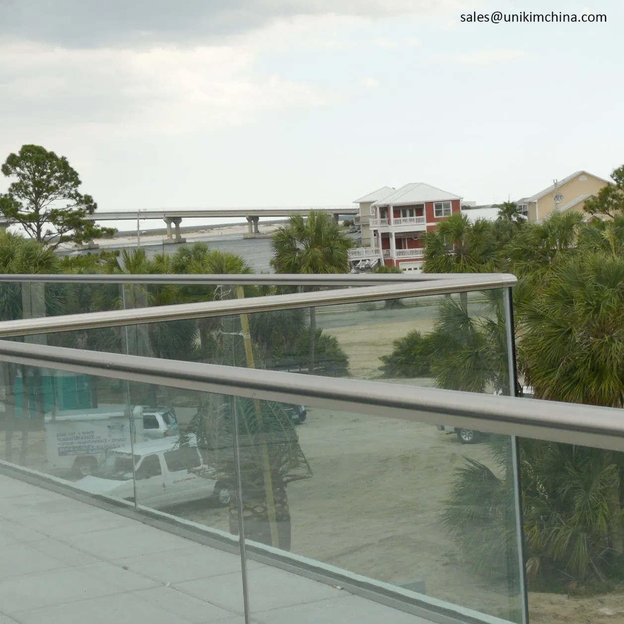 Unikim Factory Stainless Steel Glass Stair System Balcony Railing with CE