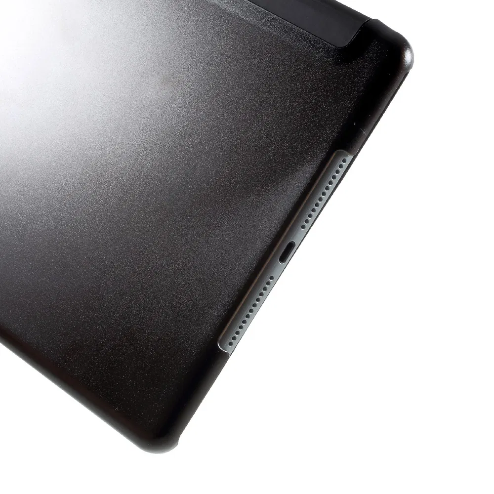 for iPad 9.7-Inch (2018) / (2017) Tablet Cover Tri-Fold Stand PU Leather + PC Protective Case - Black