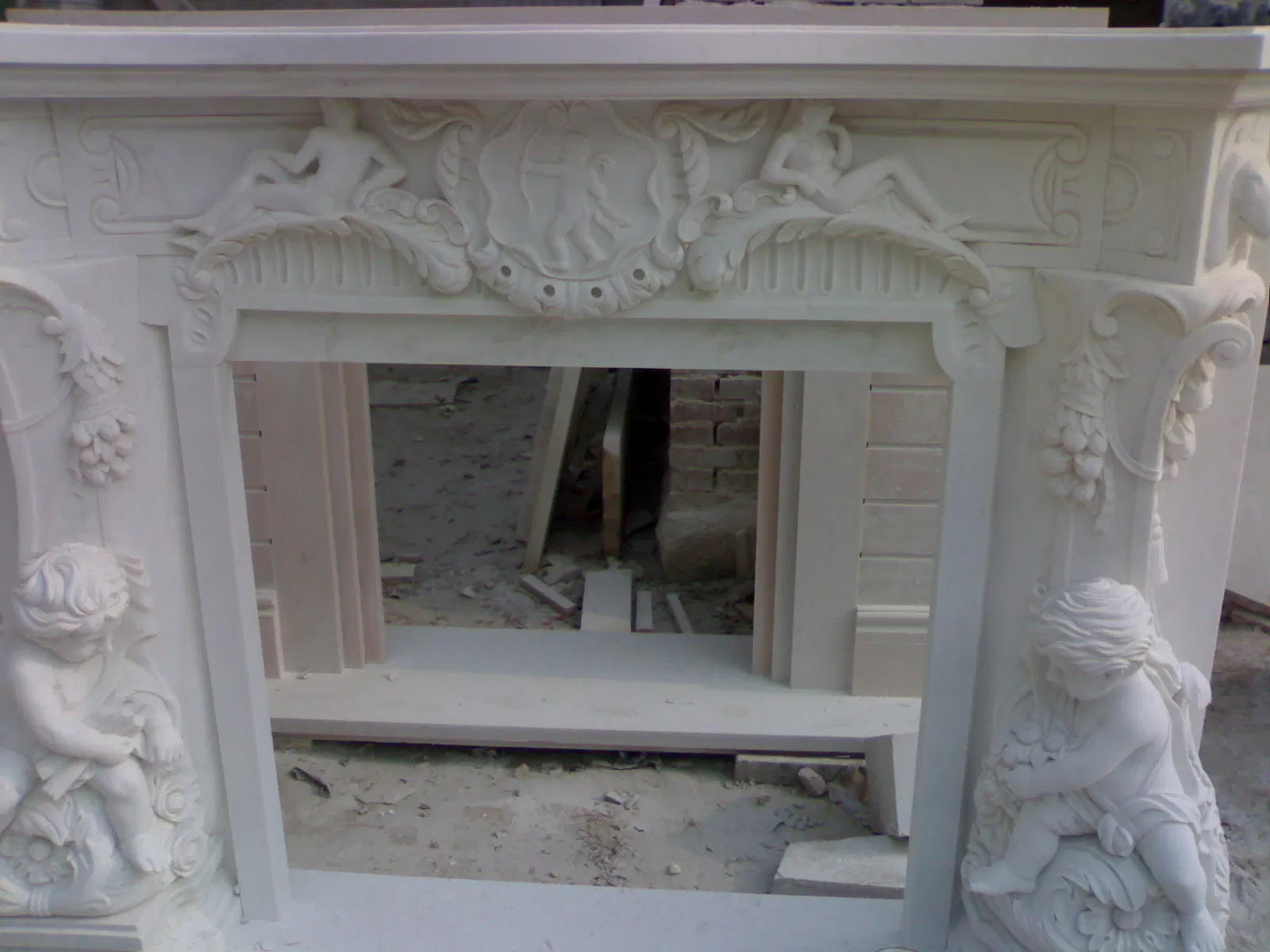 Customized Size Rococo Baroque Style Hand Made Carved French Inspired Marble Fireplace Mantel Design Price