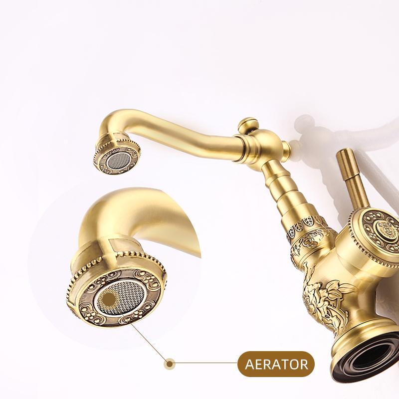 Brass Kitchen Faucet Antique Single Handle Bathroom Mixer Tap Bronze Multifunctional, 360 Degree Swivel Spout Bathroom Sink