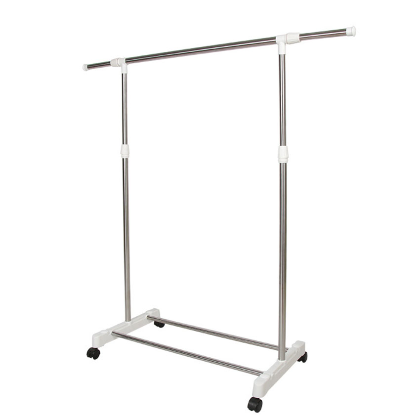 Metal Coat Hanging Stand with Wheels Laundry Drying Clothing Display Round Double Pole Wall Clothes Drying Rack