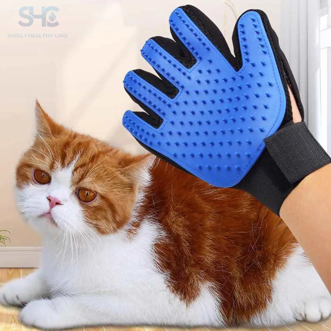 Five Fingers Sandwich Cloth Pet Dog Cats Washing Massage Rubber Glove Brush