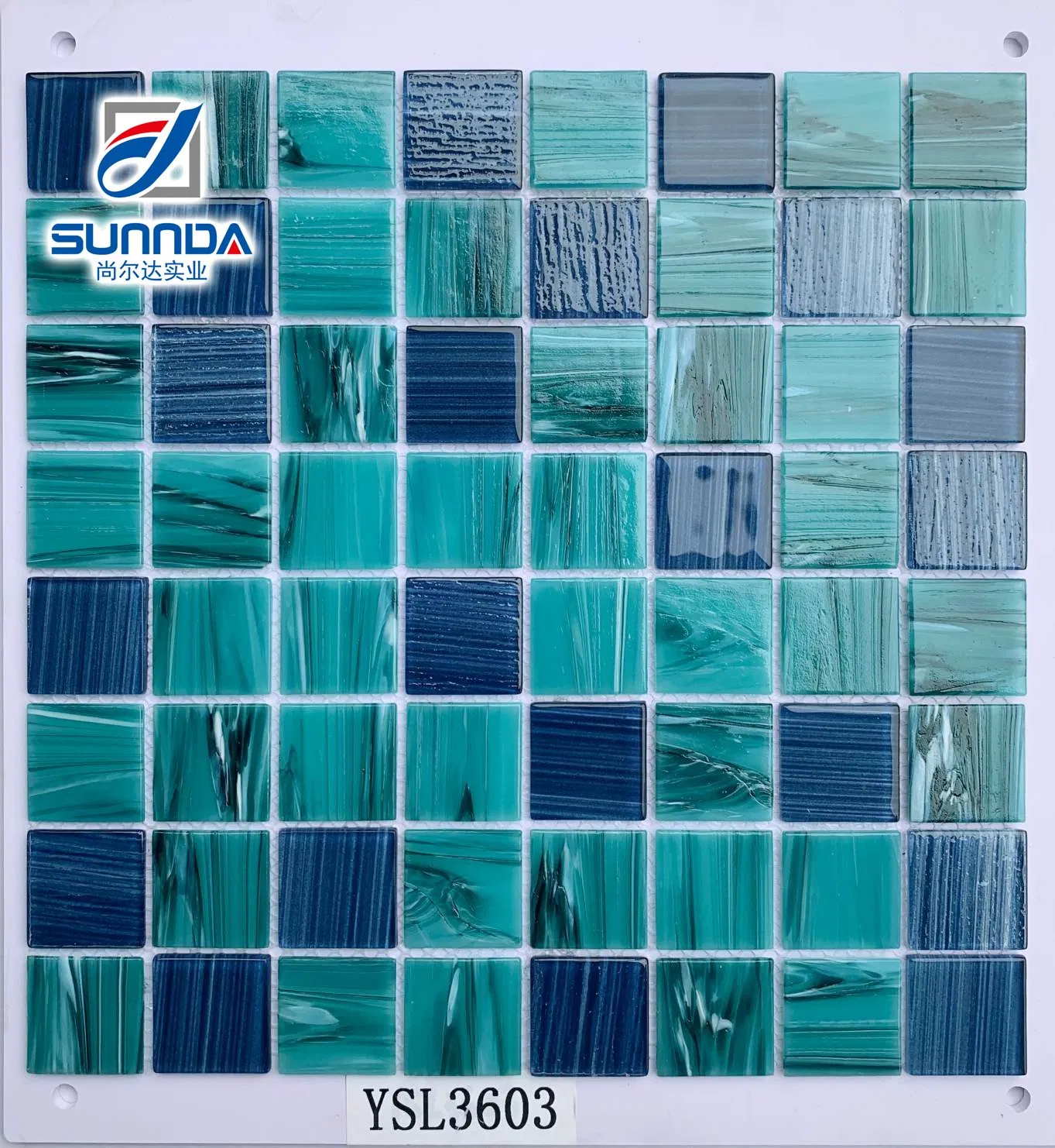 Мозаика стеклянная 30x30мм Aqua Blue для бассейна