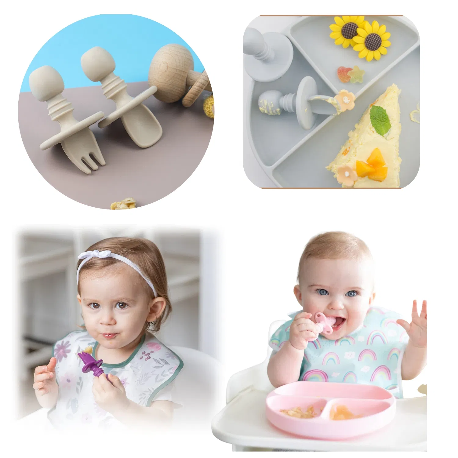 Baby Utensils Set, Chewtensils Silicone Spoons for Dipping