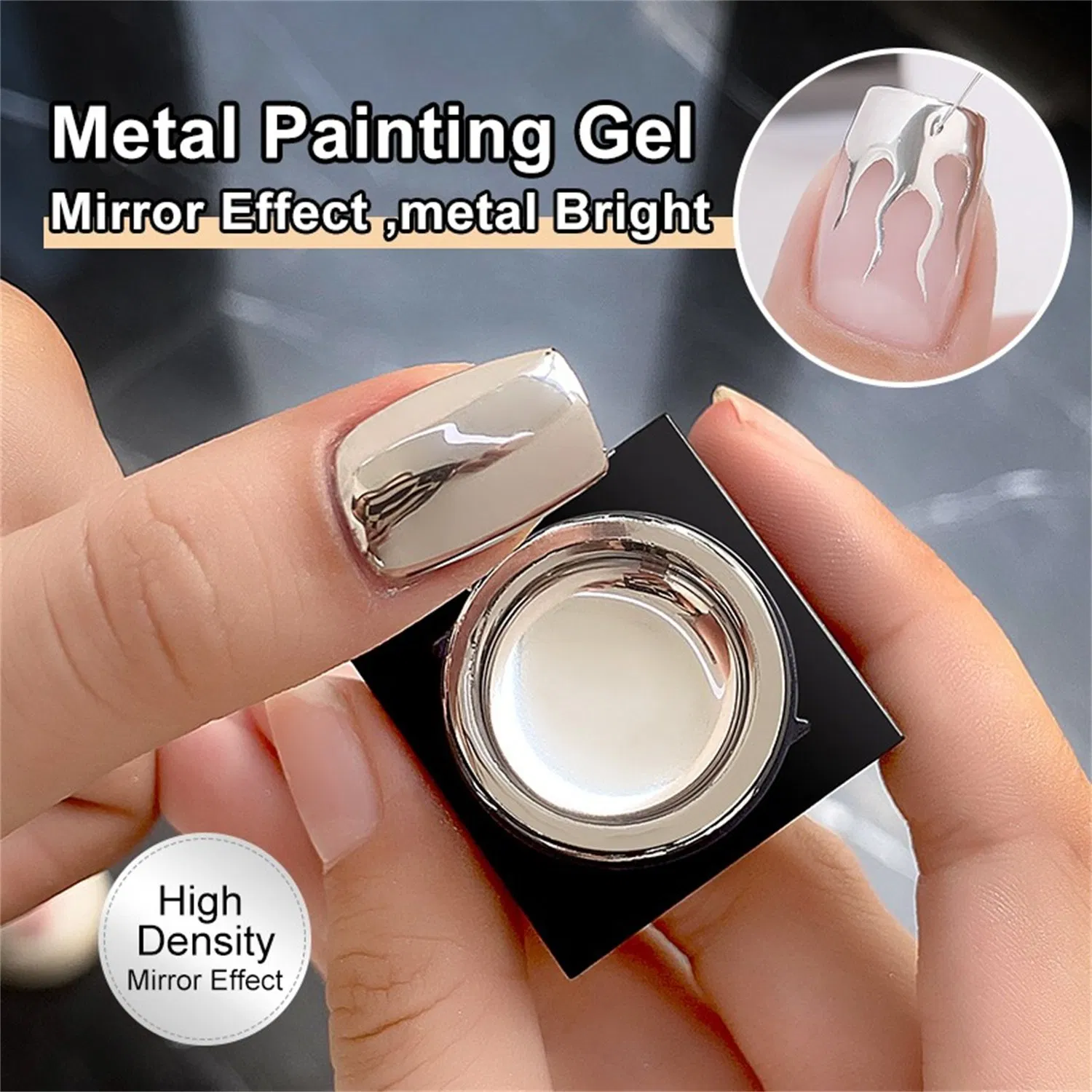 High Density Silver Colour Mirror Chrome Nails Gel Paint Metallic Gel Nail Polish Privatel Label for Sale Nail Gel