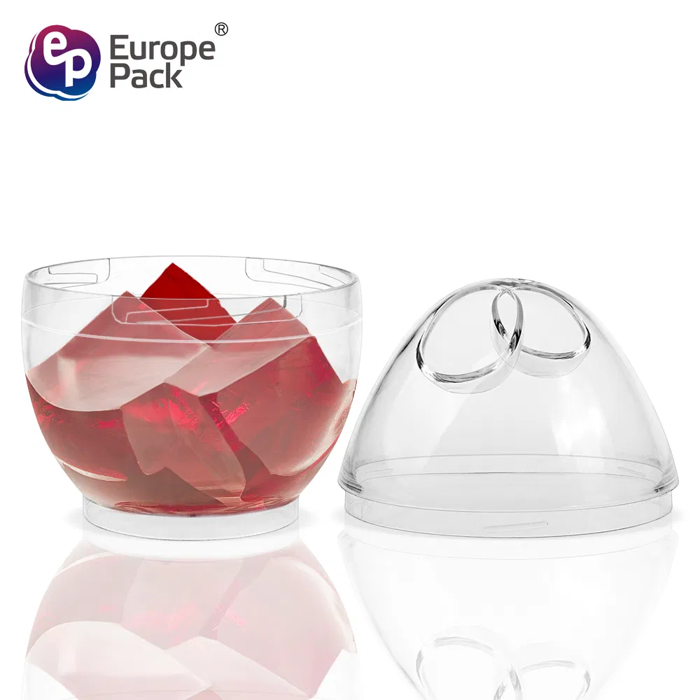 Прозрачные пластиковые стаканы для десертов с логотипом