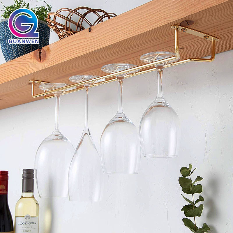 Stainless Steel Hanging Stemware Holder for Cabinet Kitchen Wine Glass Holder Bar Wine Cup Holder Wine Glass Rack