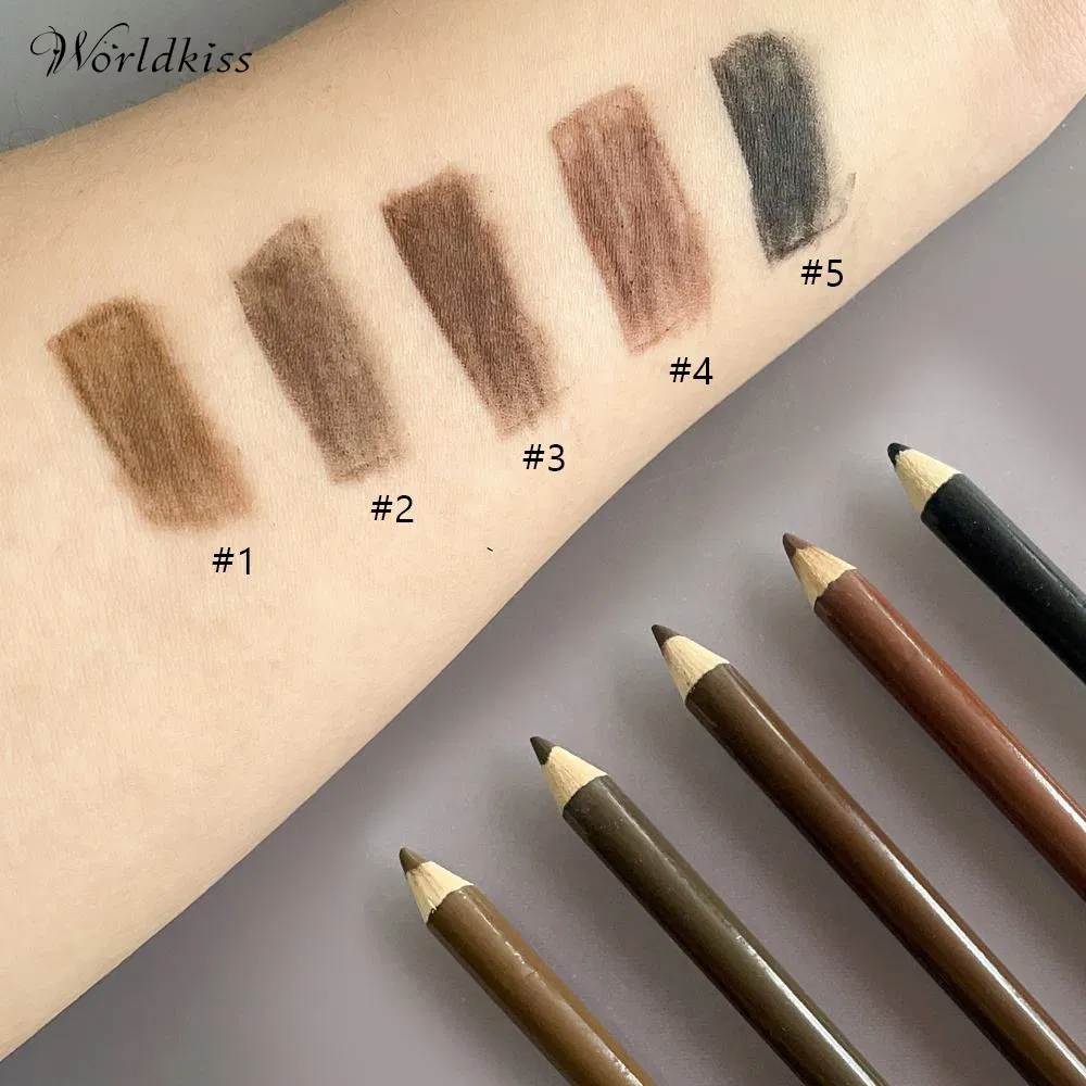 Vegan Five Color Waterproof Dual Wooden Brown Eyebrow Pencil Sharpener Pencil