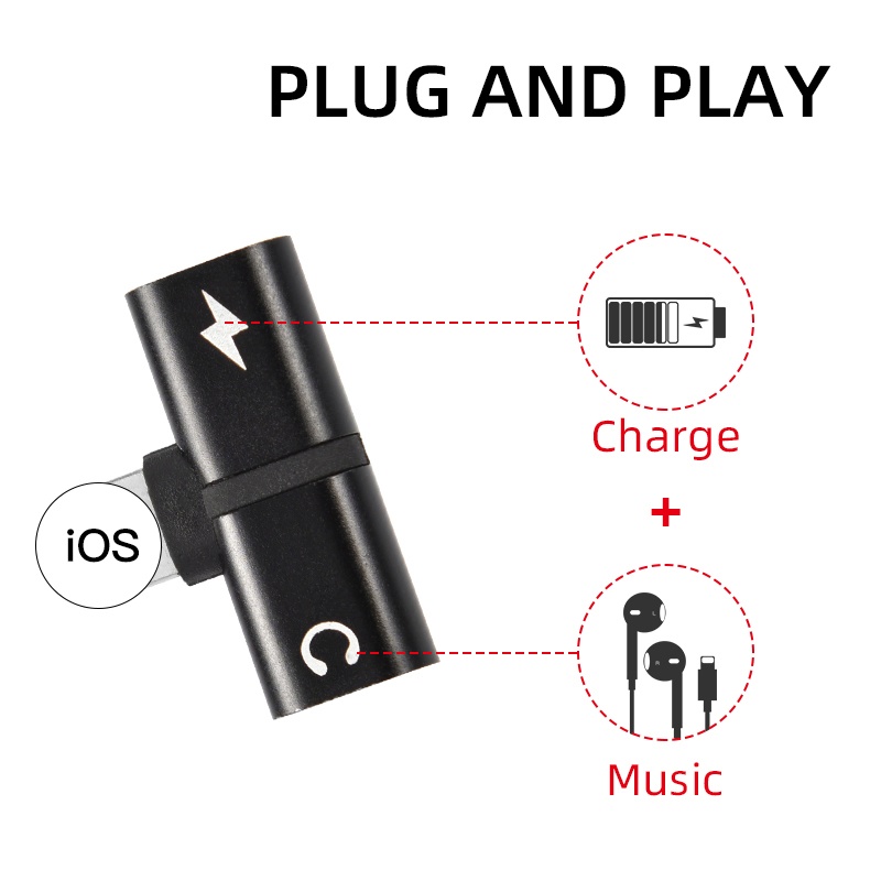 Адаптер Lightning 2 в 1 для iPhone 7/8/X/11