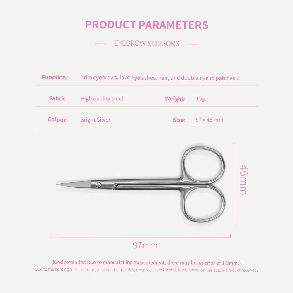 Barber Makeup Manicure Beauty Nail Art Scissors Stainless Steel Curved Eyelash Eyebrow Nose Hair Scissor