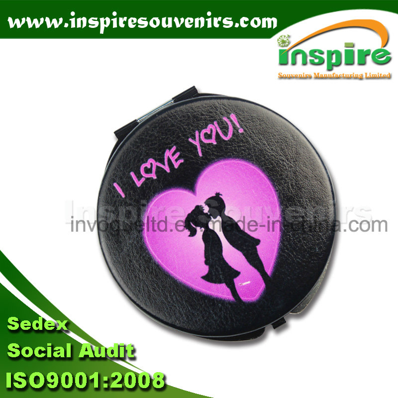 Popular PU Portable Folding Mirror for Lovers