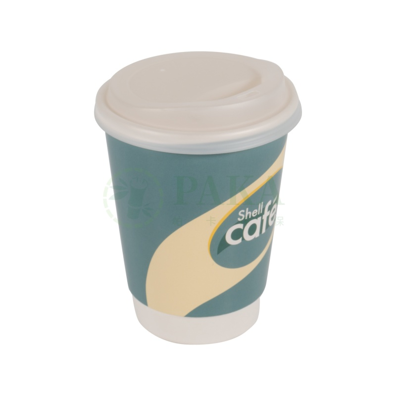 Двухслойный бумажный стакан для горячих напитков с крышкой