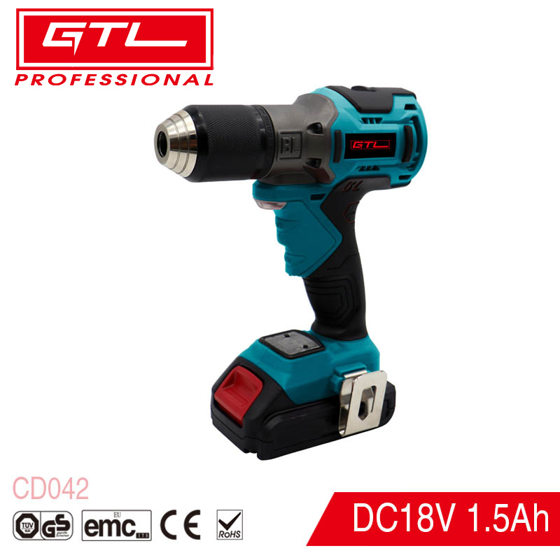 DC18V 35n. M 13mm Keyless Chuck Brushless Motor Lithium Cordless Drill in Blue or Customized Color (CD042)