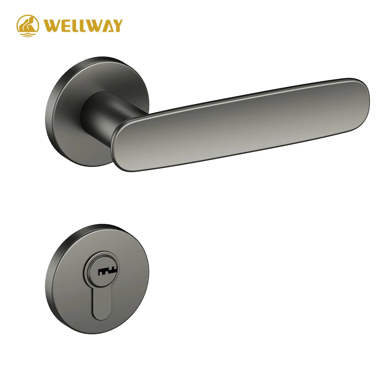 Customized Modern Tea-Gold Brushed Zinc Alloy Lever Door Handle with Smooth Edges for Interior Bedroom/Bathroom Wooden Doors at Chinese Factory Price OEM/ODM