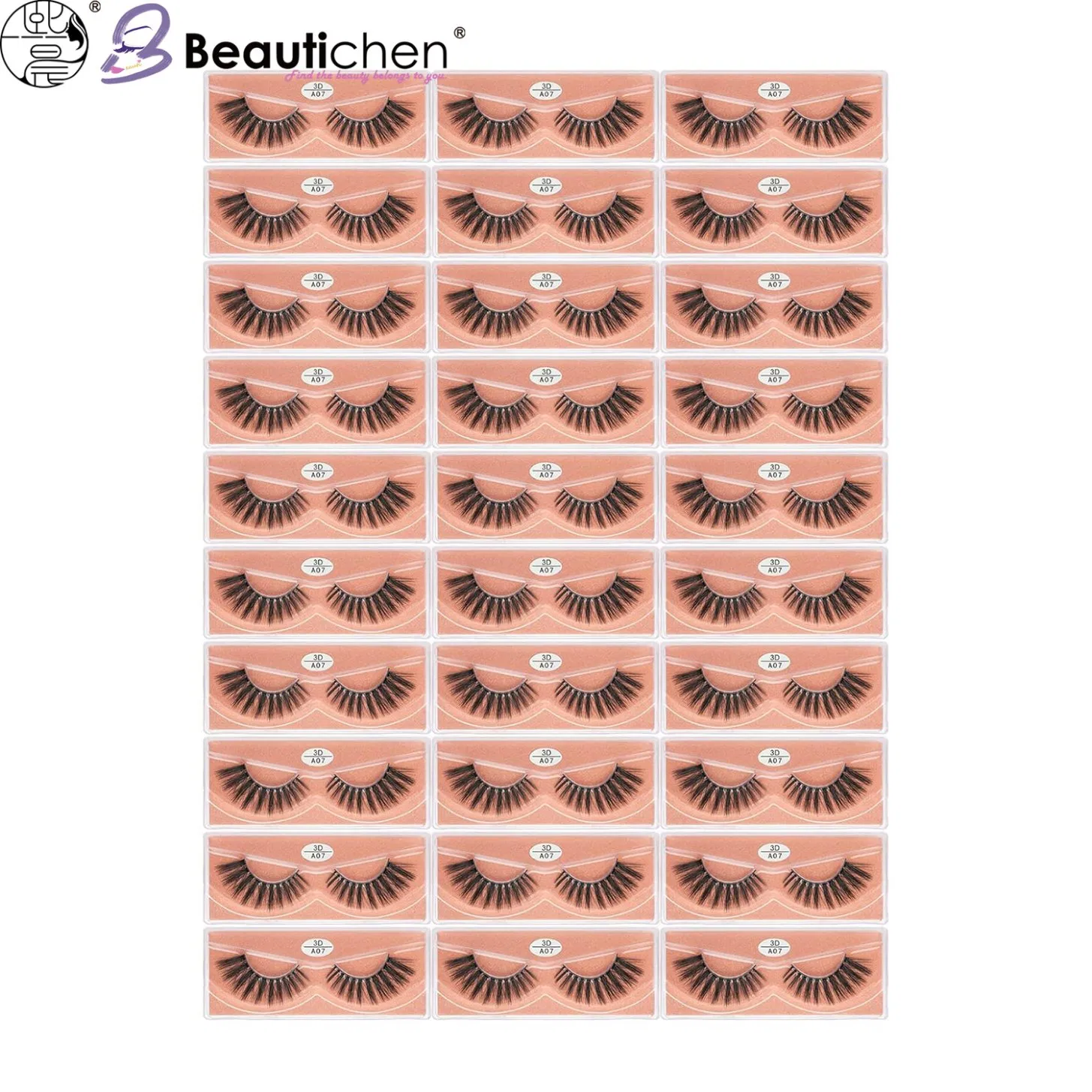 Beautichen 3D False Eyelashes – Dense, Curled, and Natural-Looking Lashes for Stunning Eye Makeup