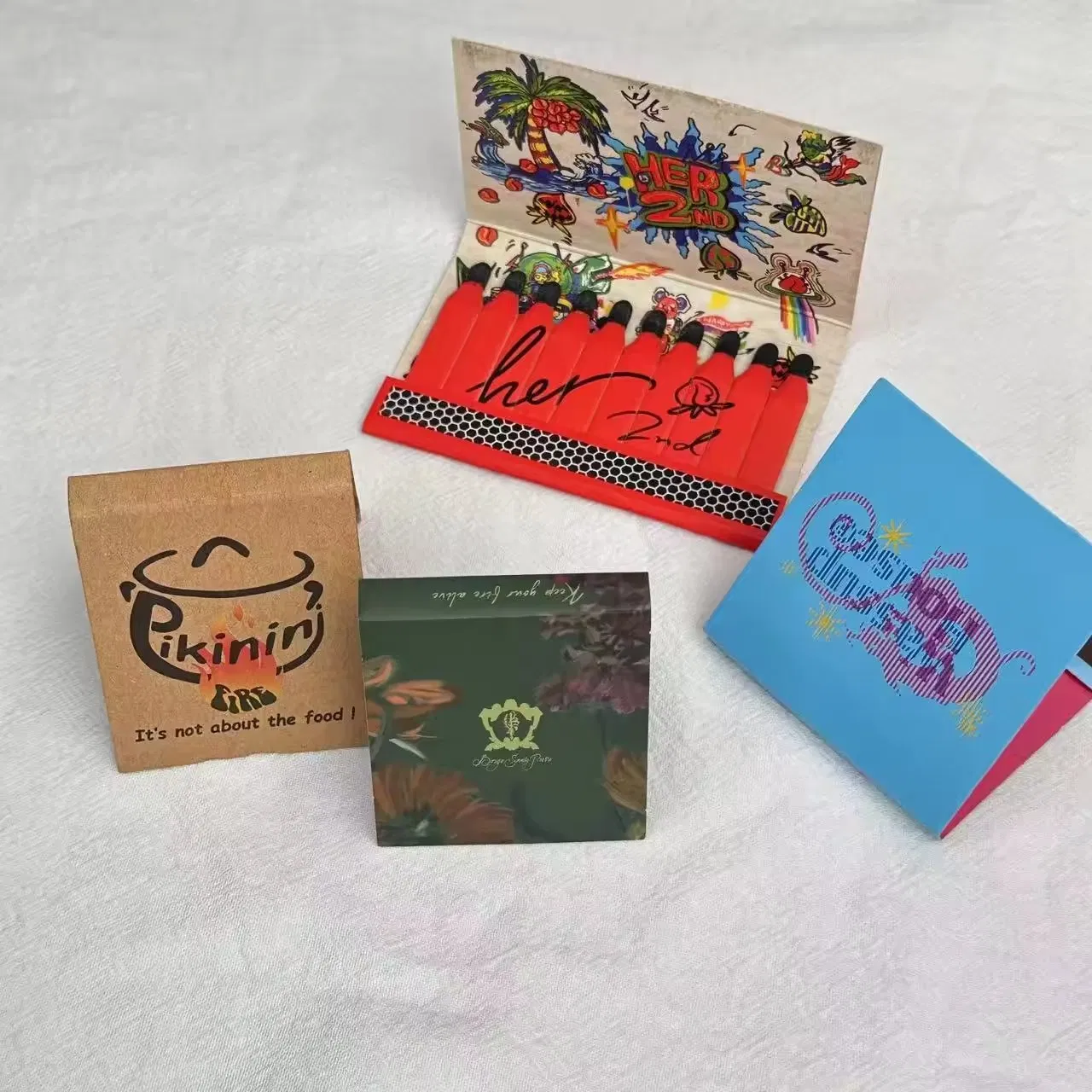 Ins Style Customized Size Design for Matchbooks Logo Full-Color Printing Household Cigar Matches Vintage Matchbooks