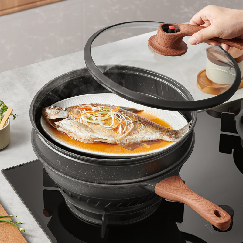 Good Quality Pressure Cooking Pot Maifan Stone Non-Stick Fry Pan Coating Micro Pressure Wok