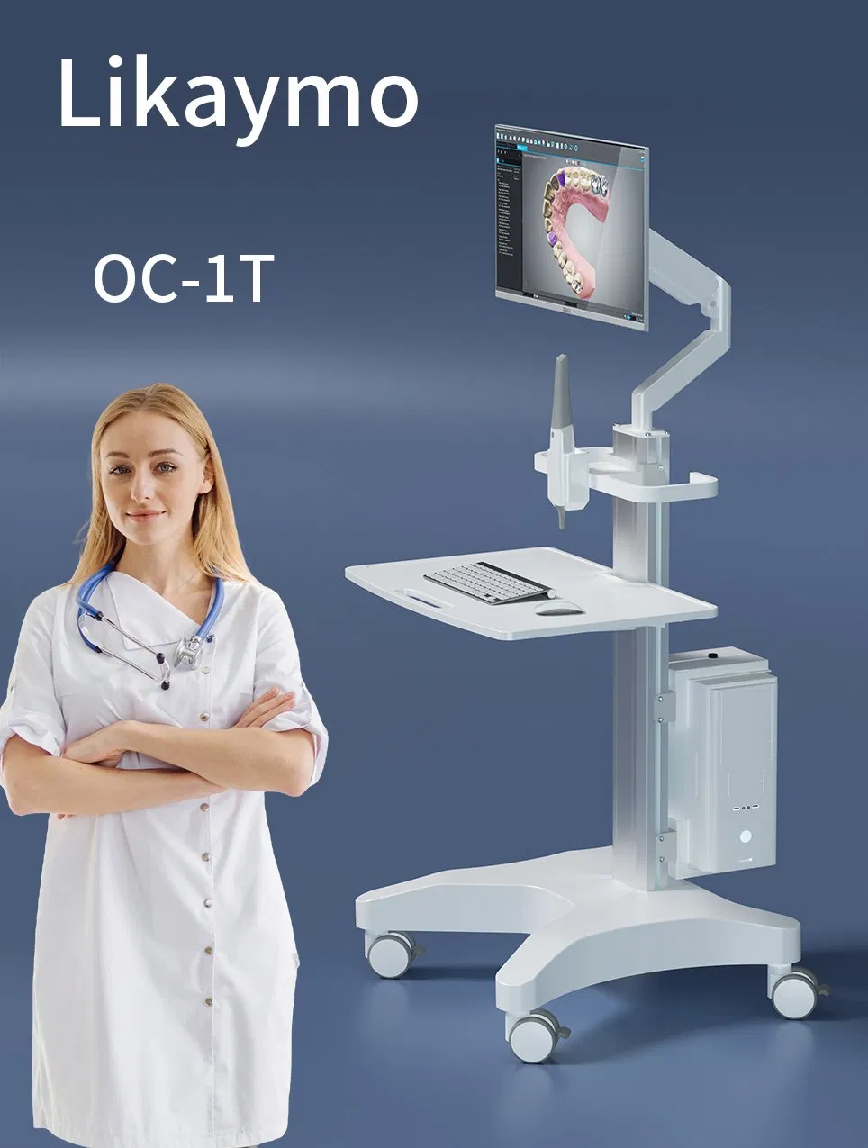 Premium Likaymo Dental Clinic Trolley with Monitor and Scanner Holder