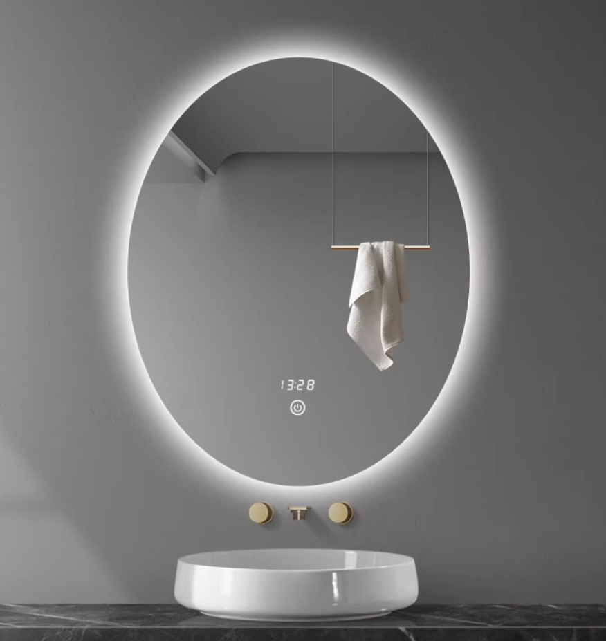 Modern LED Bathroom Wall Mirror with Customizable Light Features