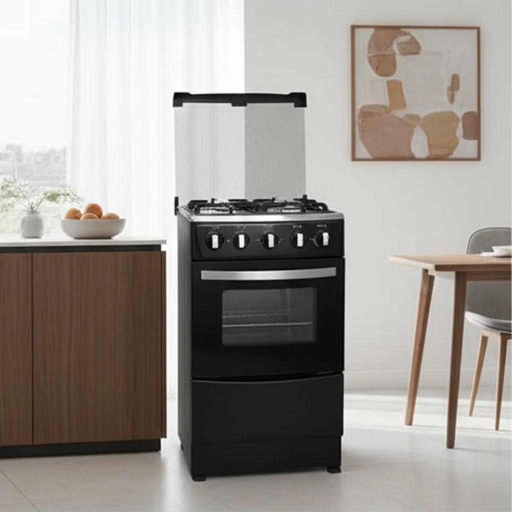 Compact 20-Inch White Gas Oven with Four Burners