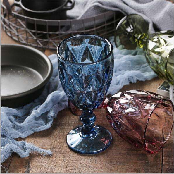 Colored Embossing Wine Glass Drinking Glass Fancy Cup for Wedding