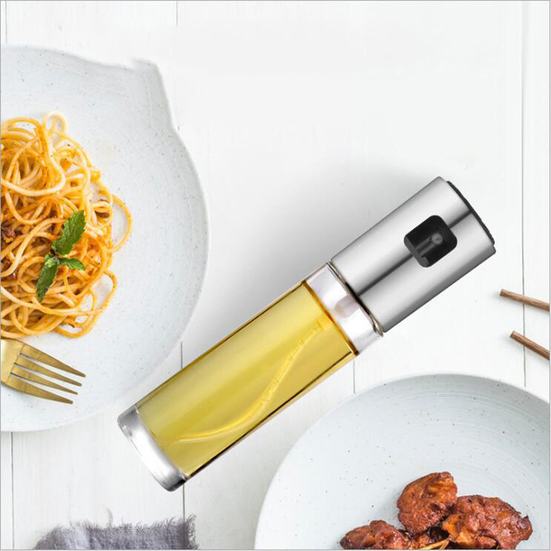 304 100ml Stainless Steel Food-Grade Glass Oil Sprayer Bottle Dispenser Bl15659