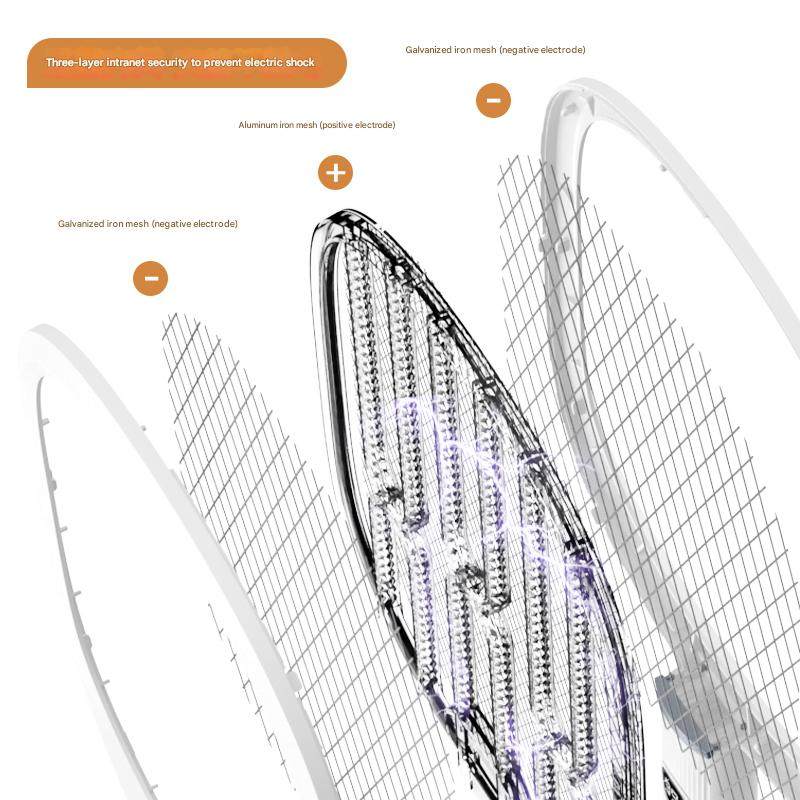 Indoor Plastic Rechargeable Fly Bug Killer Electric Bug Zapper Mosquito Racket Mosquito Swatter with LED