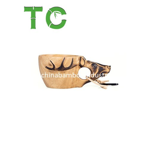 Factory Price Wooden Kuksa Cup Portable Outdoor Camping Drinking Mug Wooden Coffee Cup