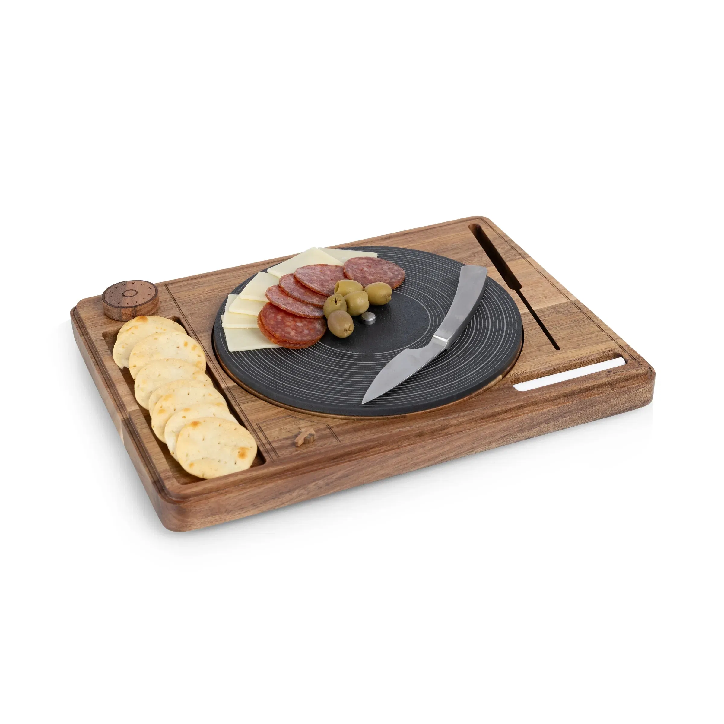 Customed Acacia and Slate Cheese Board Set Retro Vinyl Record Charcuterie Board