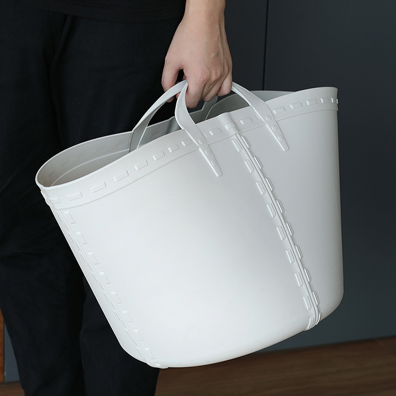 Household Simple Round Plastic Dirty Clothes Basket Home Portable Storage Mi23432
