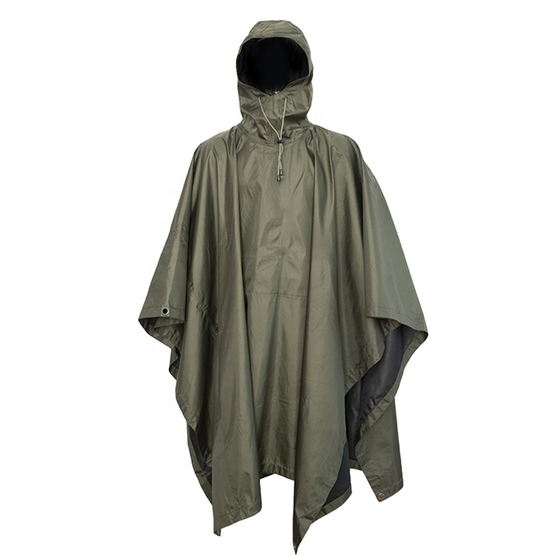 Cheap Anti Radar Infrared Waterproof Camouflage Tactical Nylon Polyester Rain Coat Outdoor Gear Rain Poncho