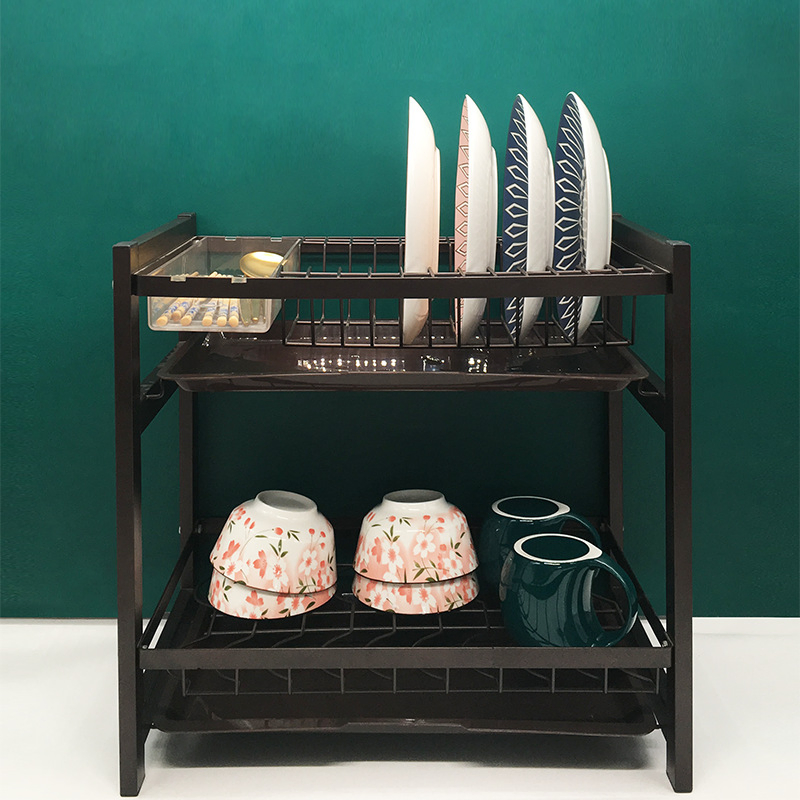 Factory Price Metal Rack Soft Enamel Kitchen Drying Double Dish Rack