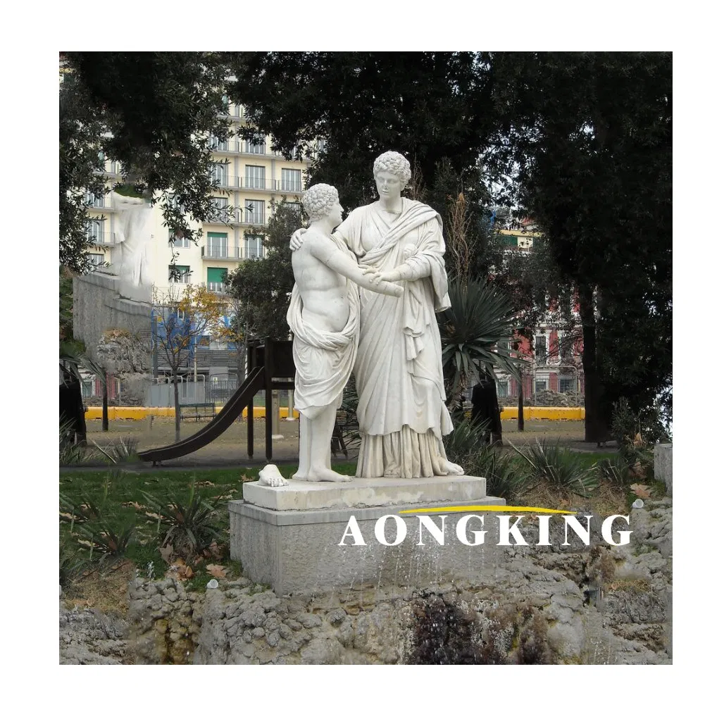 Fine Carving Column Cap Custom Marble Classic Figure Statue Pillar