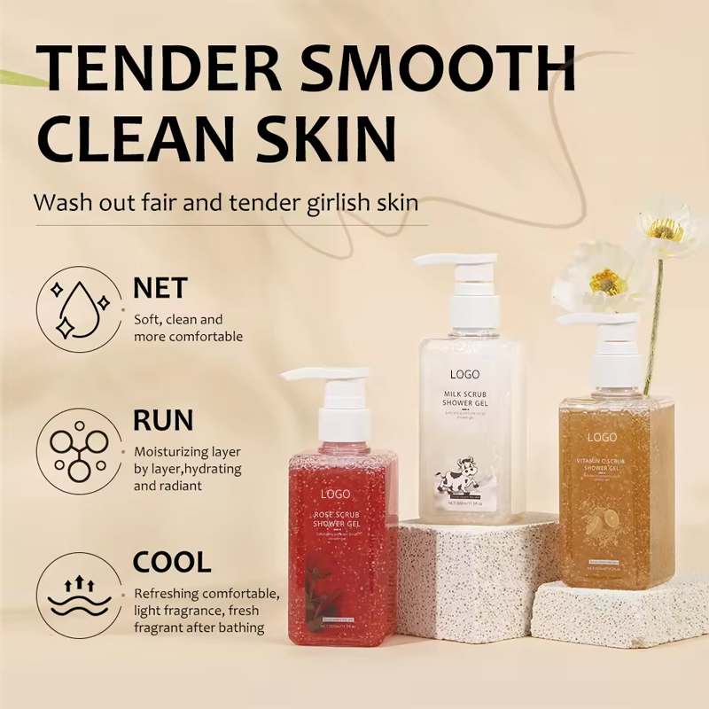 Ditong Private Label Moisturizing Whitening Exfoliating Shower Gel Natural Organic Fruit Scrub Body Wash for Women & Men