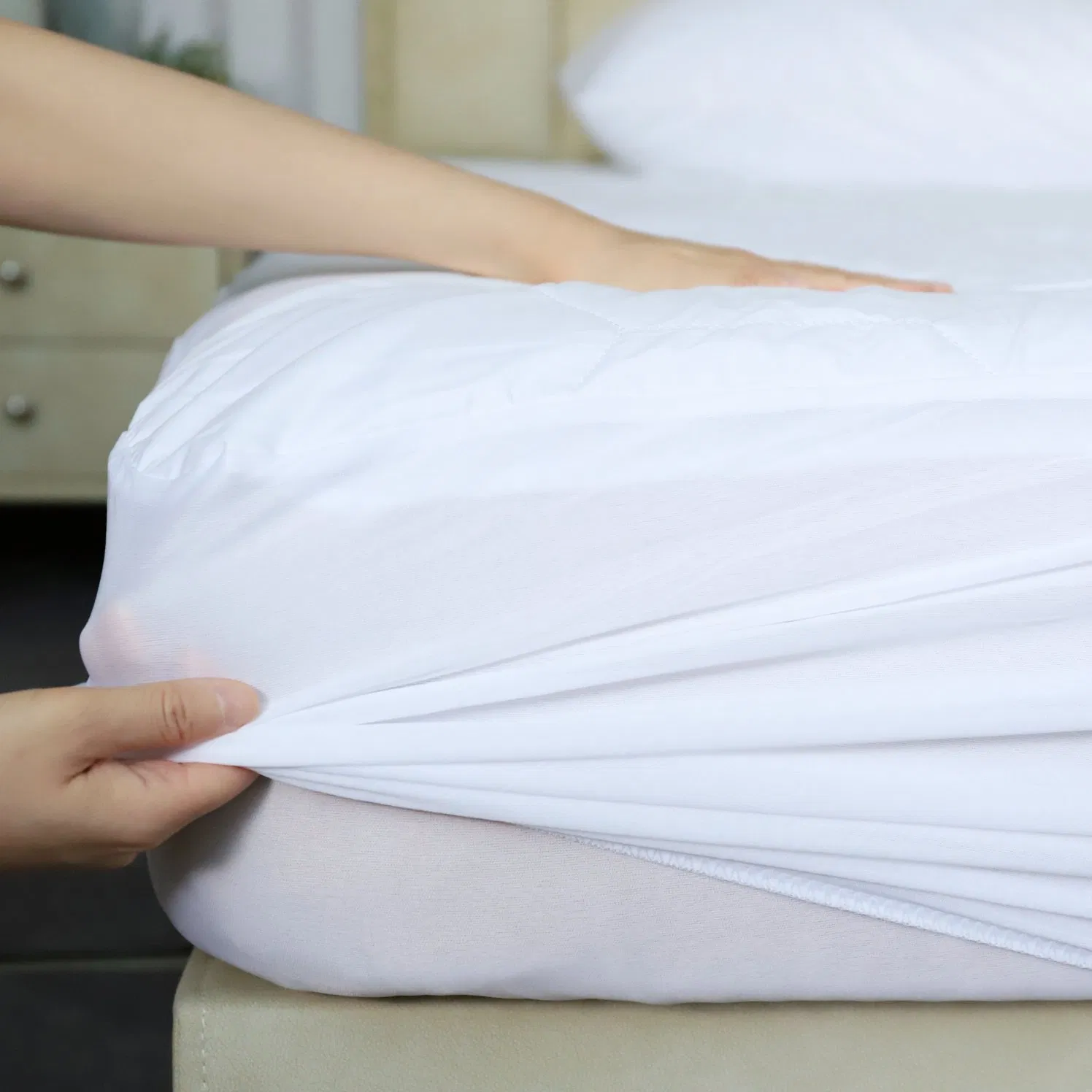 Queen Quilted 100% Cotton Woven Mattress Protector Breathable Waterproof Quiet Soft
