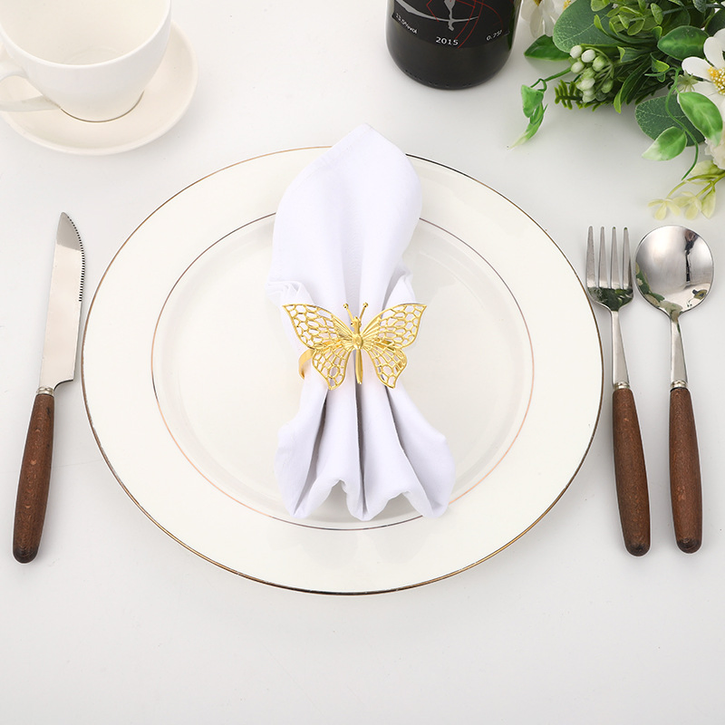 Hollowed-out Butterfly Napkin Ring Metal Napkin Holder Wedding Table Accessories