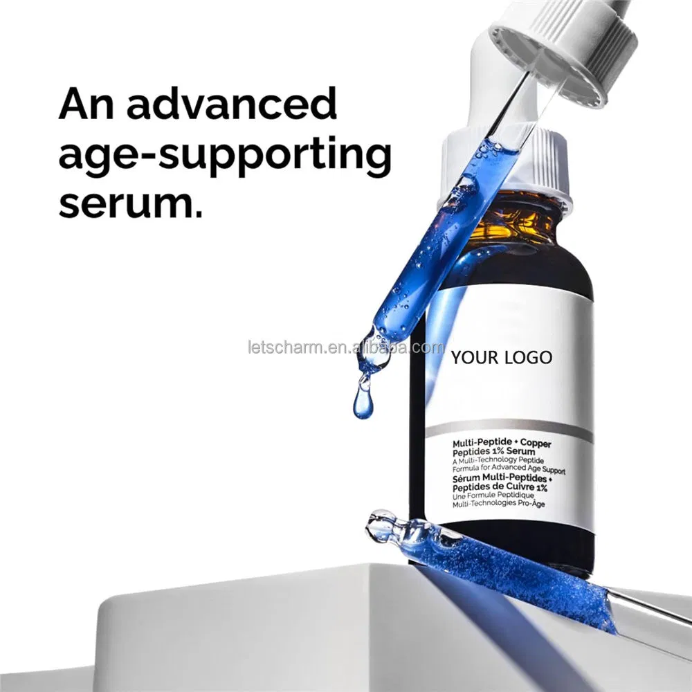 LS138 Custom Blue Copper & 12-Peptide Anti-Aging Essence - Firms, Hydrates. OEM/ODM