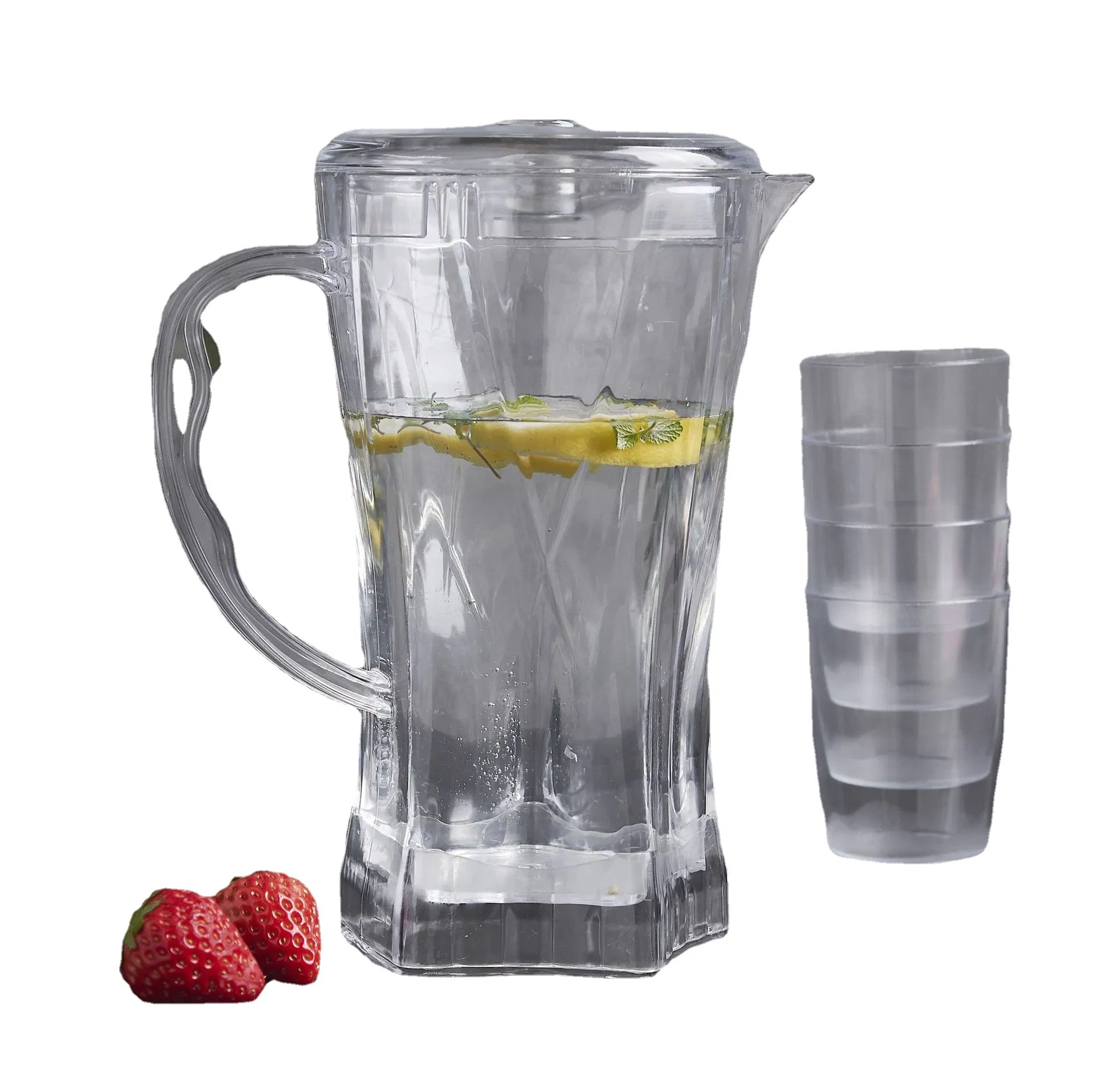2000ml PS Clear Color Cold Water Kettle with 4PCS Cups for Summer