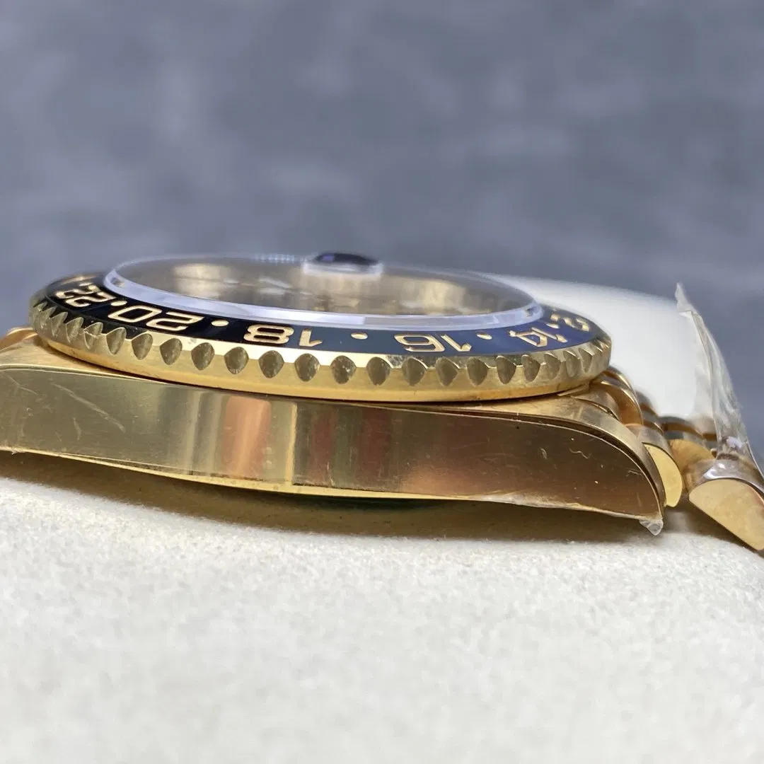 Luxury Gmt Supercloning Watch Gold Stainless Steel Natural Stone Dial 24 Hour Bezel