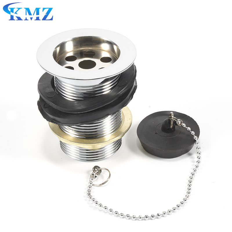 Factory Price Chrome Polished Plating Plated Bathtub Sink Plug Drain Plug Zine Basin Waste Drainer with Metal Zipper