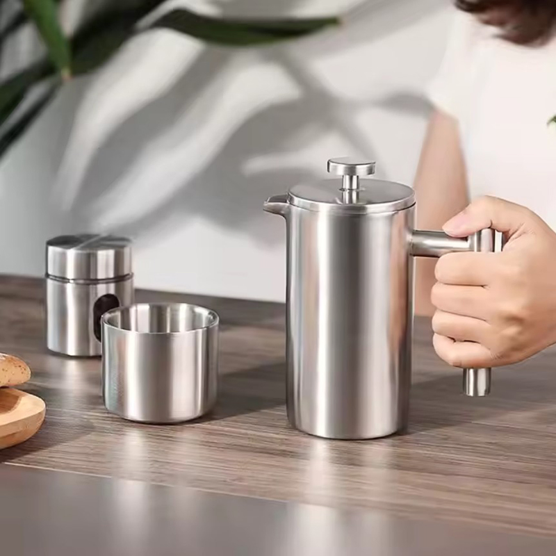 Double Wall Tea Maker Pot Espresso Coffee Machine Stainless Steel French Press Coffee Maker Coffee Percolator Pot