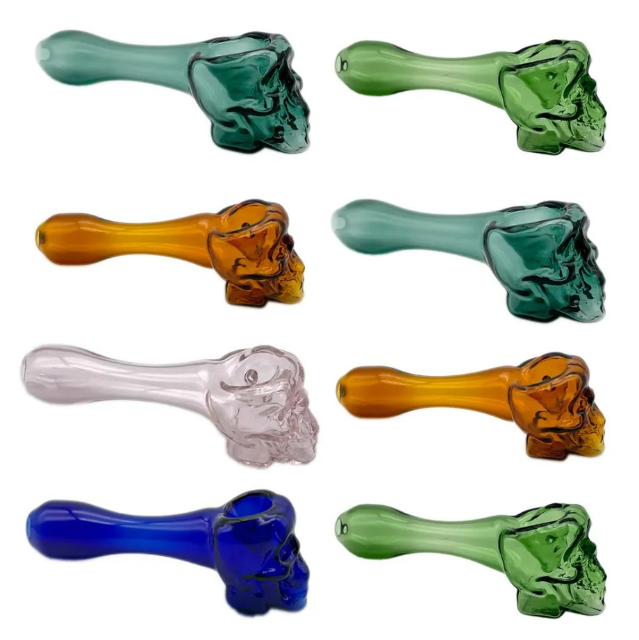 10.3cm Pyrex Glass Oil Burner Pipes Spoon Skull Glass Pipes Hand Pipe Glass Smoking Pipes