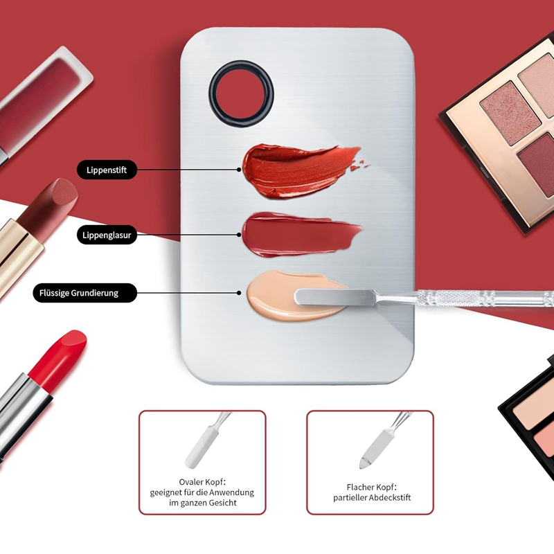 Wholesale Cosmetic Palette Metal Stainless Steel Custom Mixing Makeup Palette with Spatula