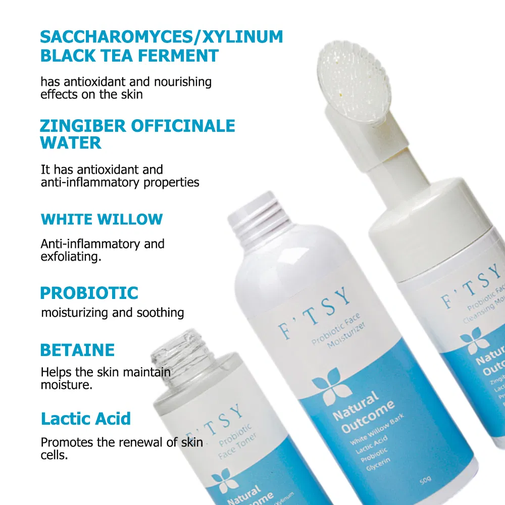 Custom Logo Natural Vegan Probiotics Face Skin Care Set Natural All Skin Types Brightening Moisturizing Glowing Facial Care Kit Set