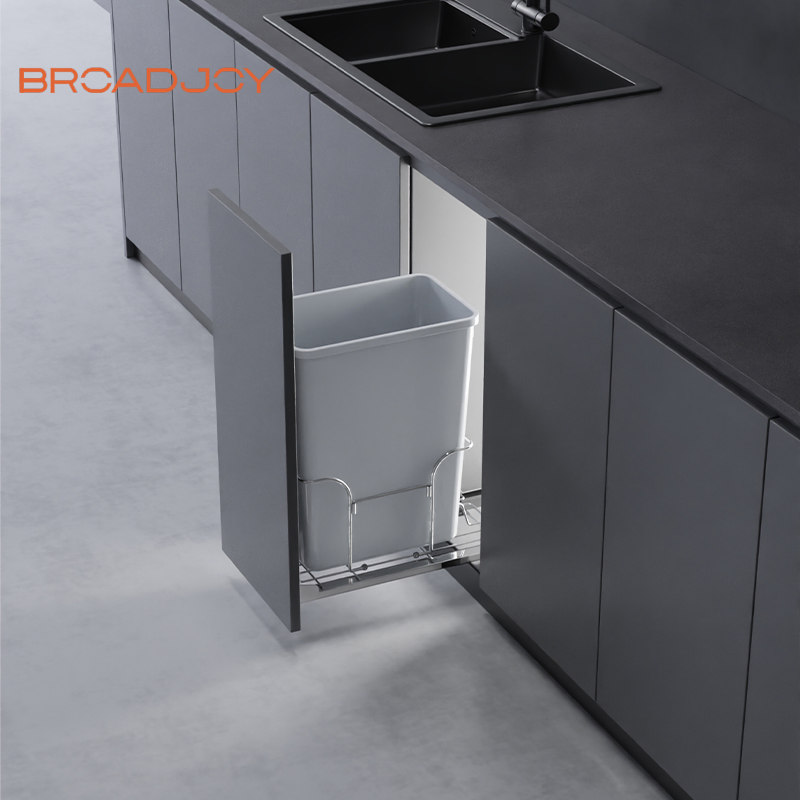 Soft Close Locked Pull-out Plastic Dustbin 35 Liters Trash Bin Furniture Hardware Garbage Container Bin Kitchen Cabinet Waste Recycle Storage Bin