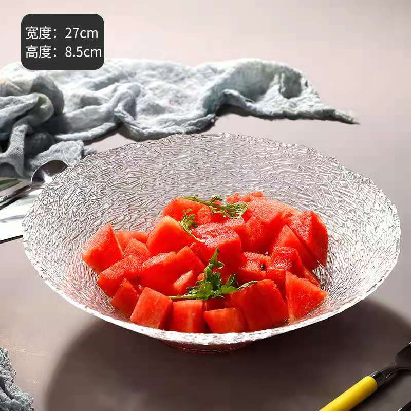 Wholesale Custom High Quality Colour Fruit Glass Serving Food Tray Dishes Racks Glass Bowl Plate
