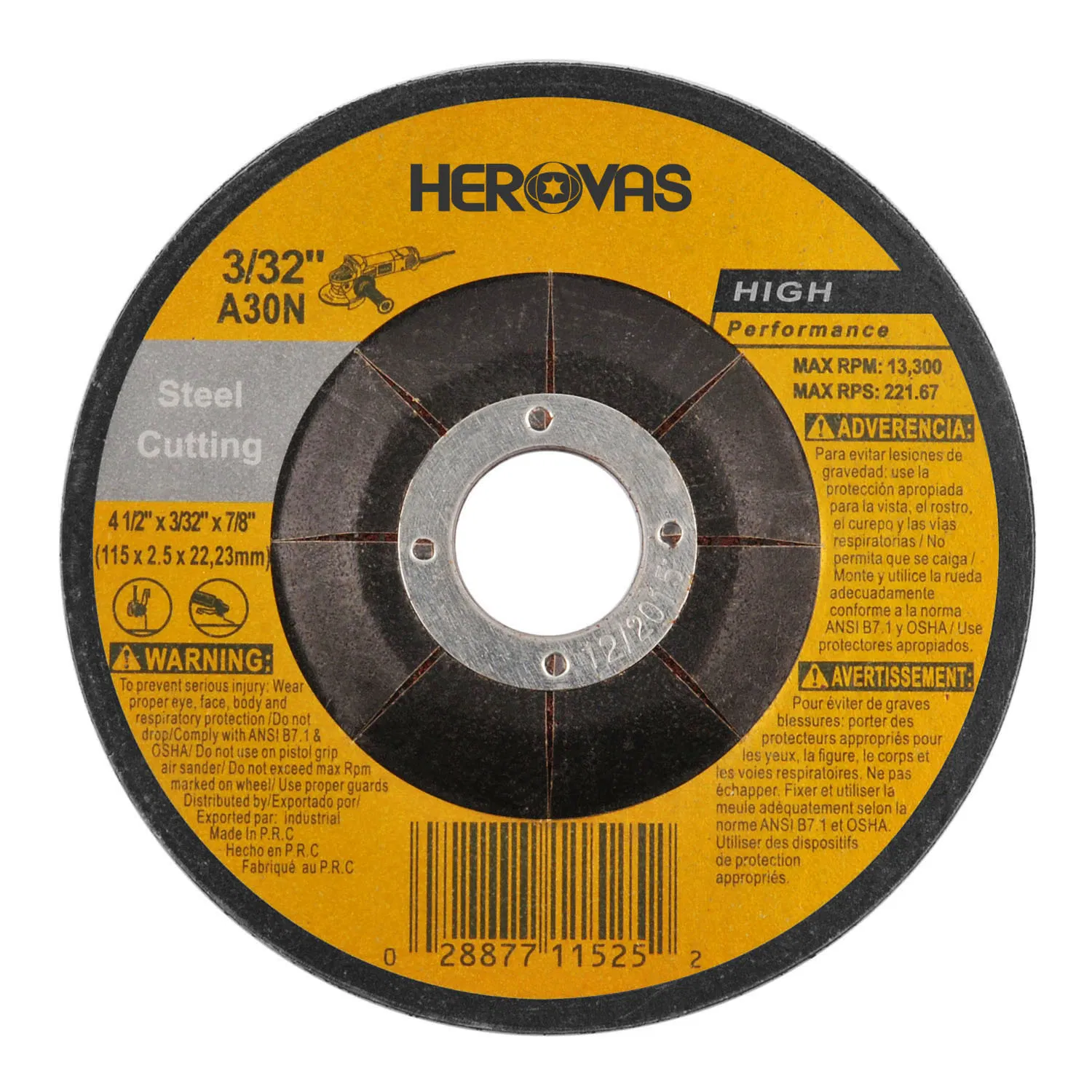 High Quality Metal and Stone Reinforced Centre Concave Cutting Wheel (410011)