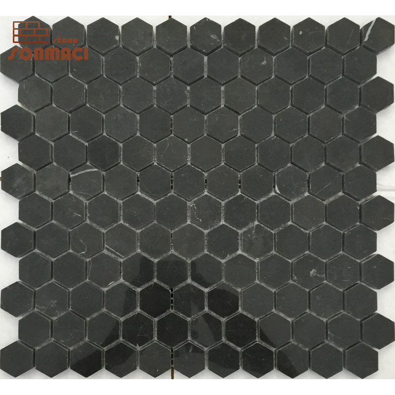 Hexagon Black Marble Stone Mosaic Tile for Kitchen Backsplash